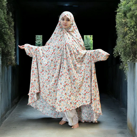 Printed Namaz Chadar With Sleevs (Peach Color)