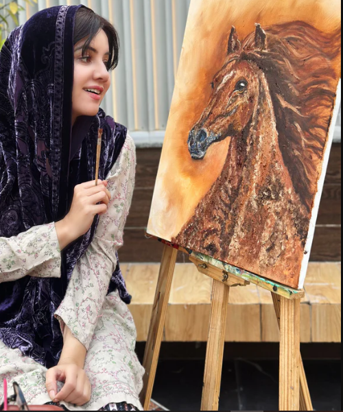 Horse Brush Stroke Painting by Rabi Pirzada
