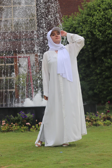 Angle White Abaya – Modest Elegance in White | Premium Nida Fabric | Haya by Rabi